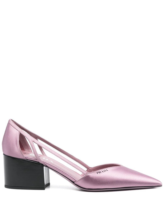 Satin cut-out pumps