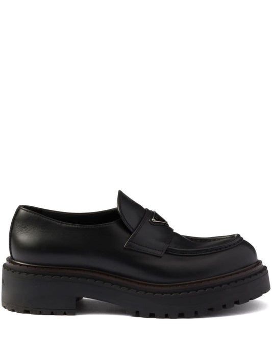 Logo leather loafers