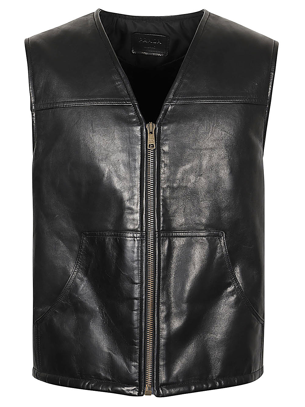 Logo leather vest