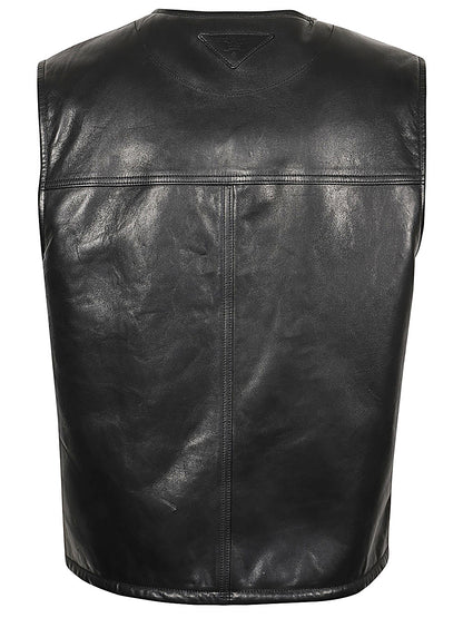 Logo leather vest