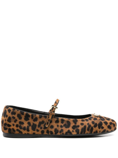 Leopard print leather ballet flats