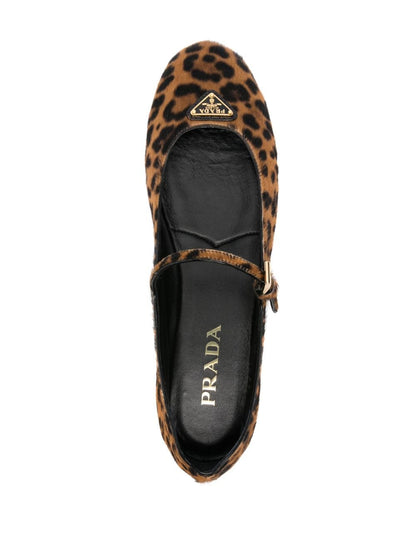 Leopard print leather ballet flats