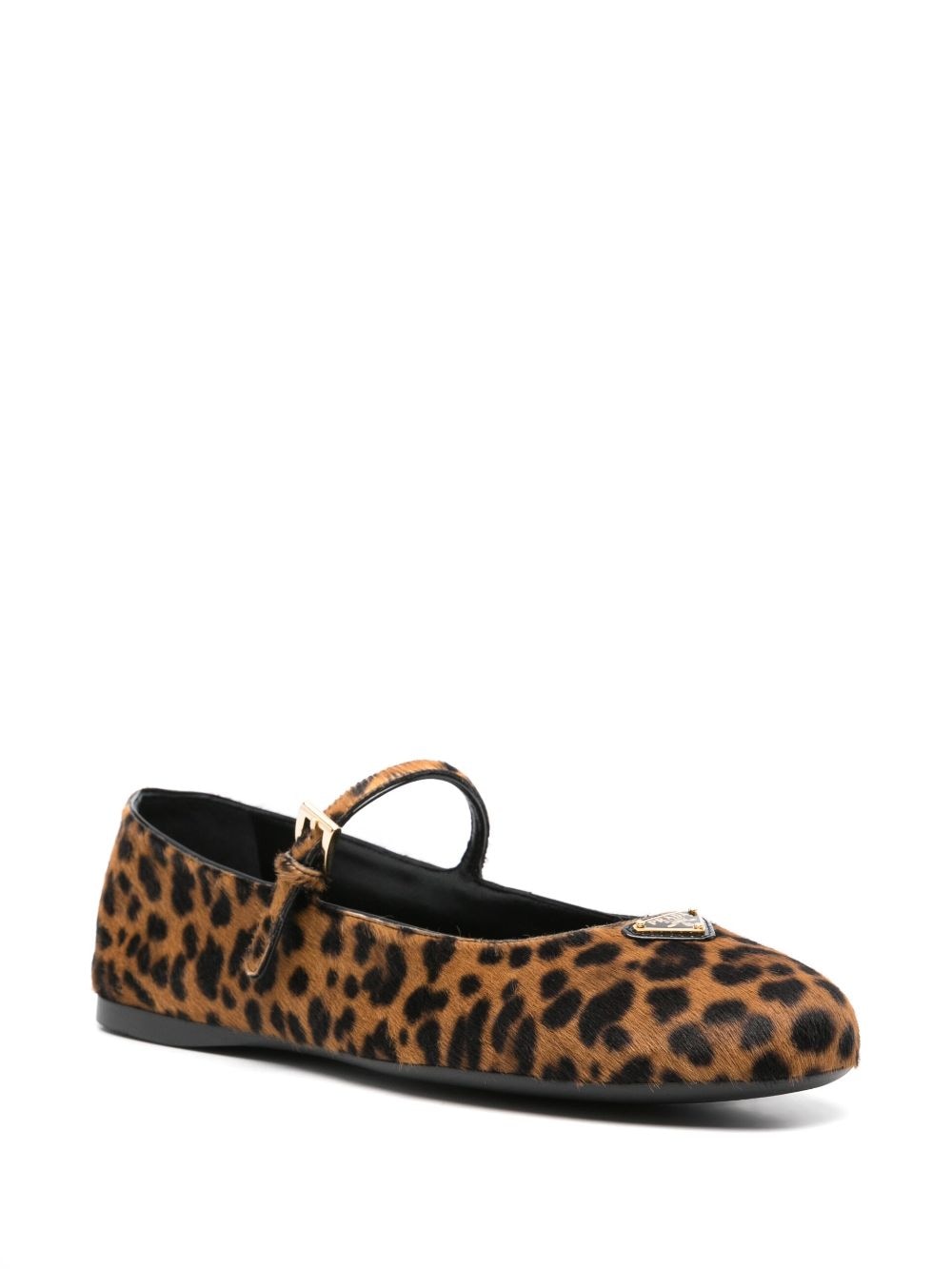 Leopard print leather ballet flats