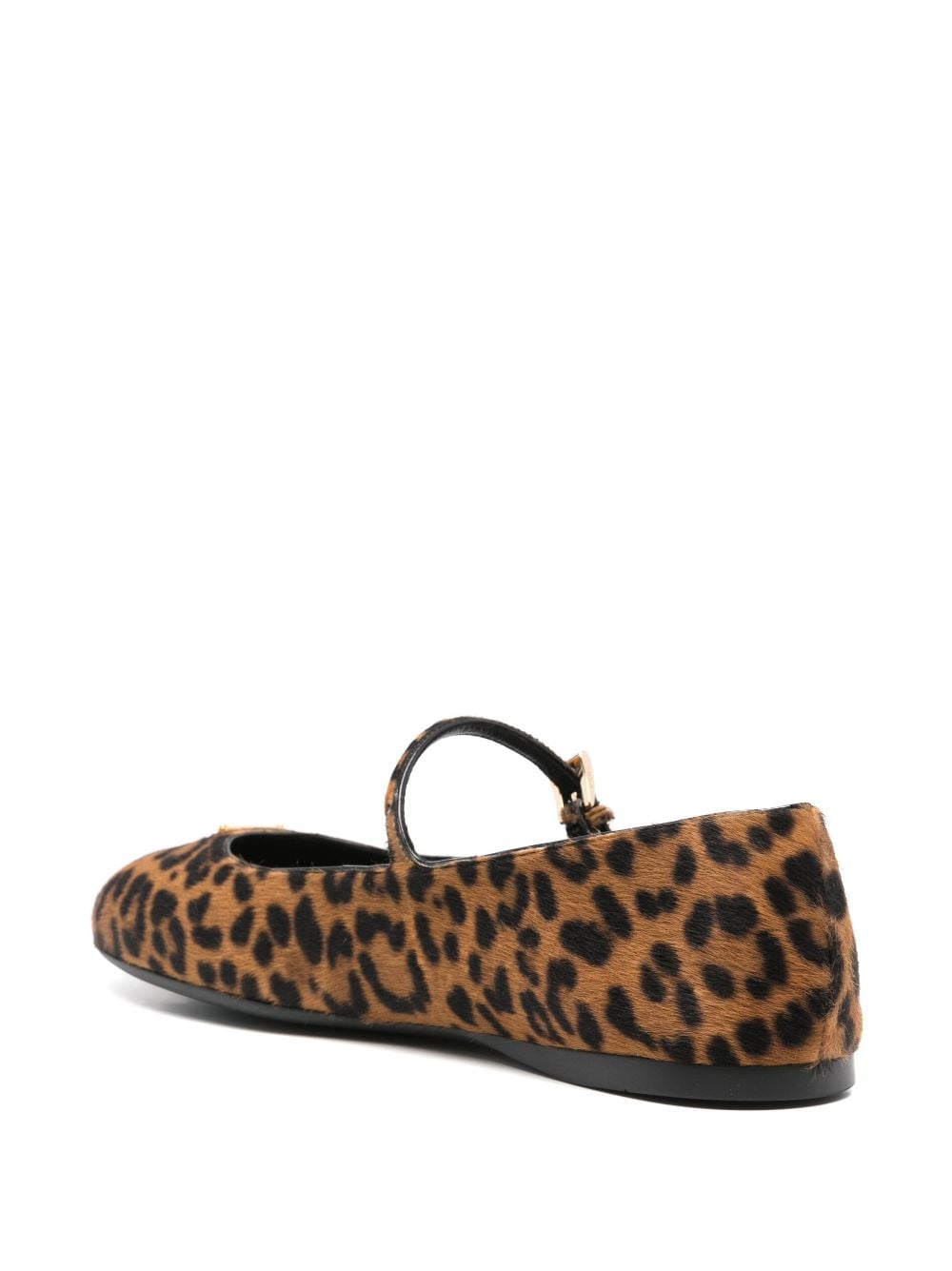 Leopard print leather ballet flats