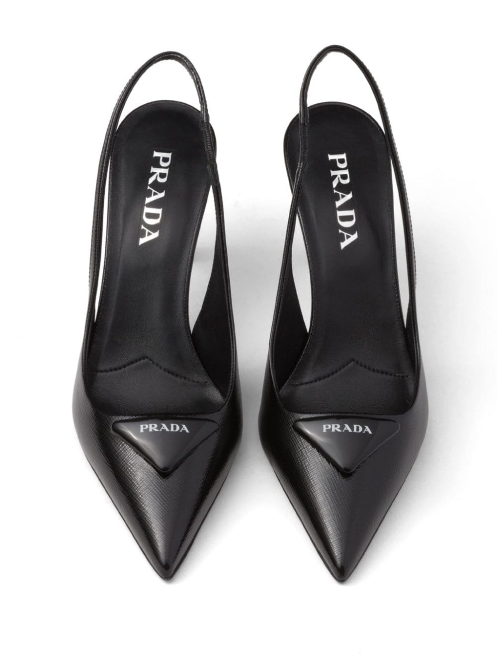 Saffiano patent leahter pumps