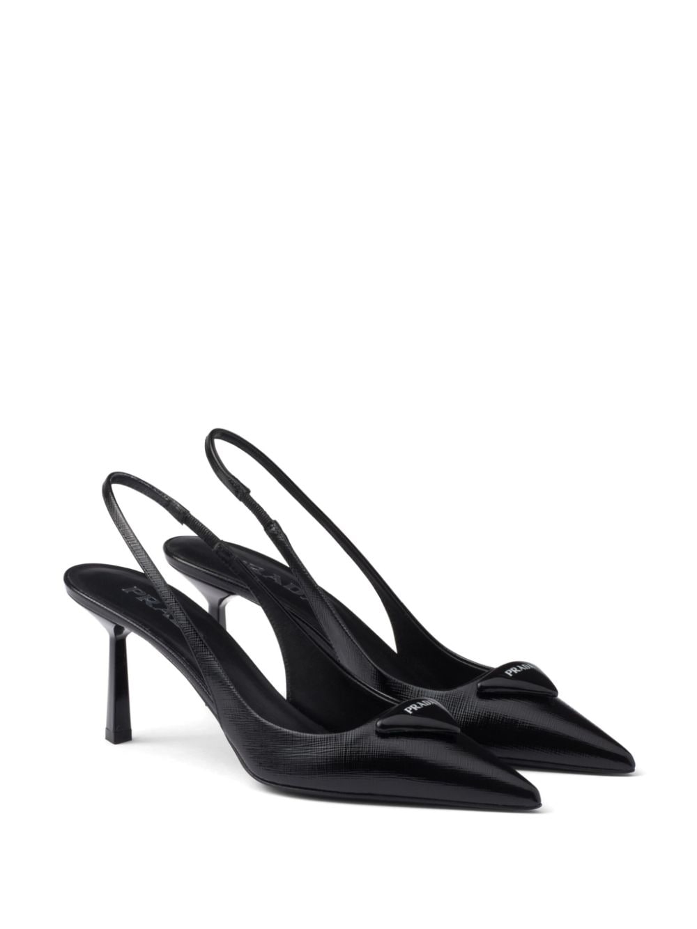 Saffiano patent leahter pumps