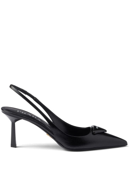 Saffiano patent leahter pumps