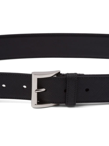 Logo leather belt