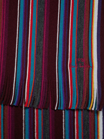 Multicolor stripe wool scarf