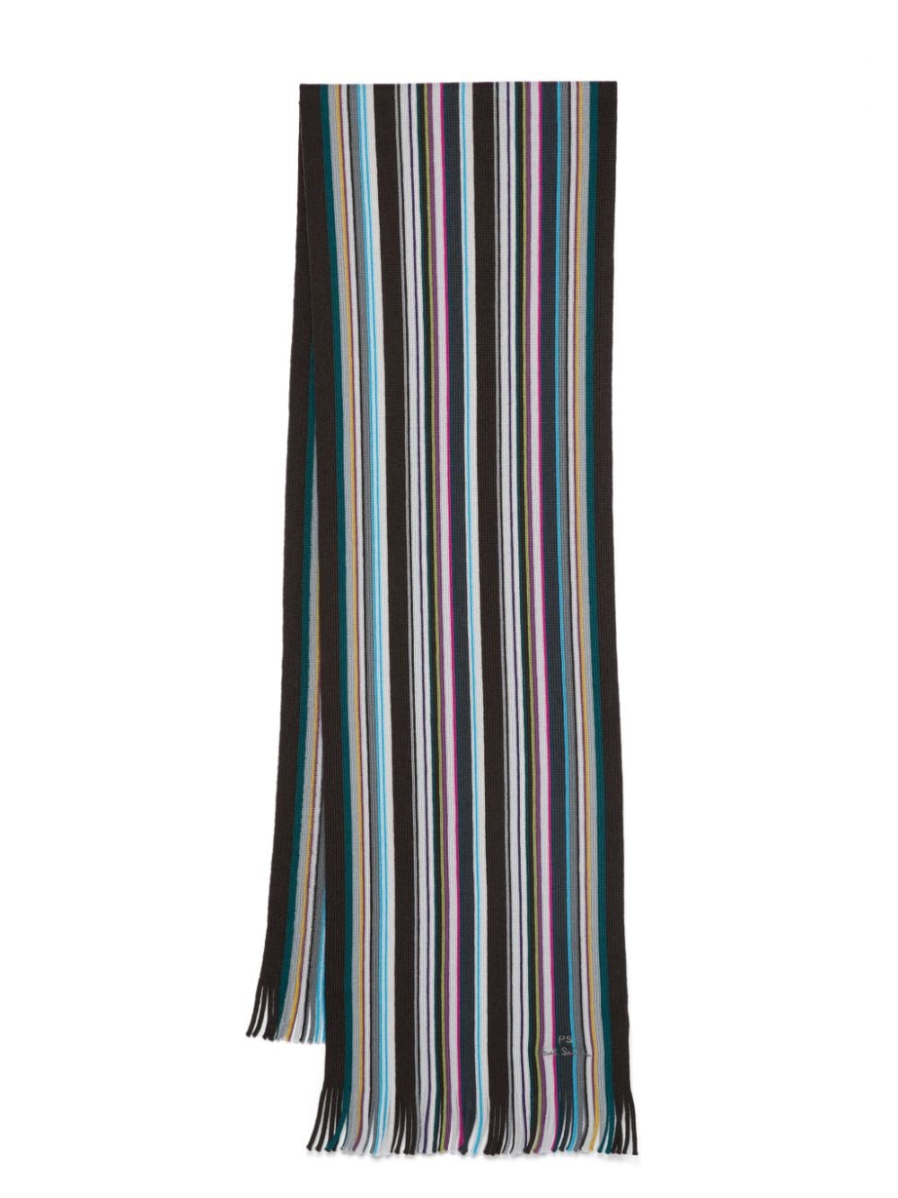 Multicolor stripe wool scarf