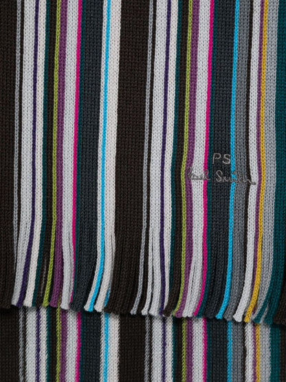 Multicolor stripe wool scarf