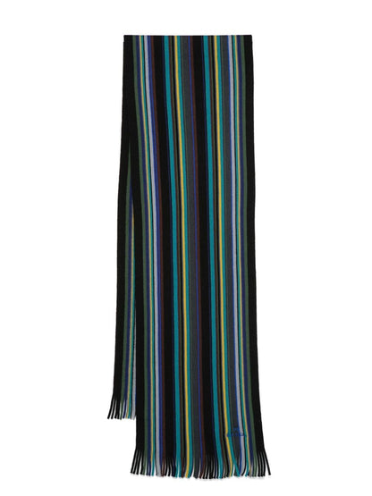 Multicolour stripe wool scarf