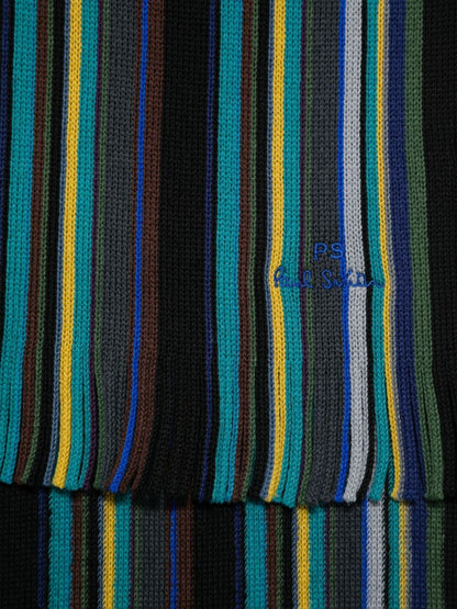 Multicolour stripe wool scarf