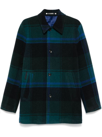 Checked wool coat