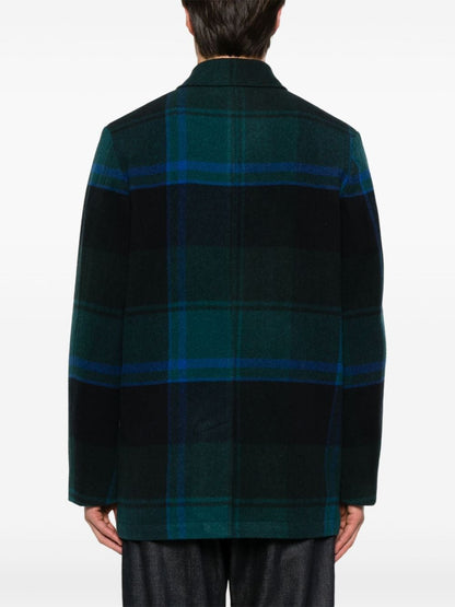 Checked wool coat