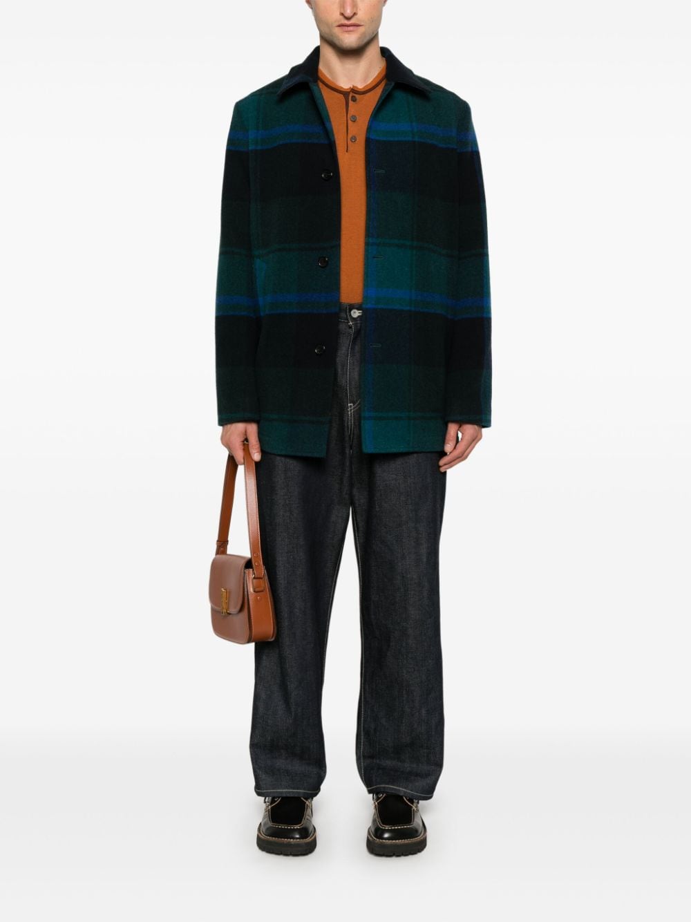 Checked wool coat