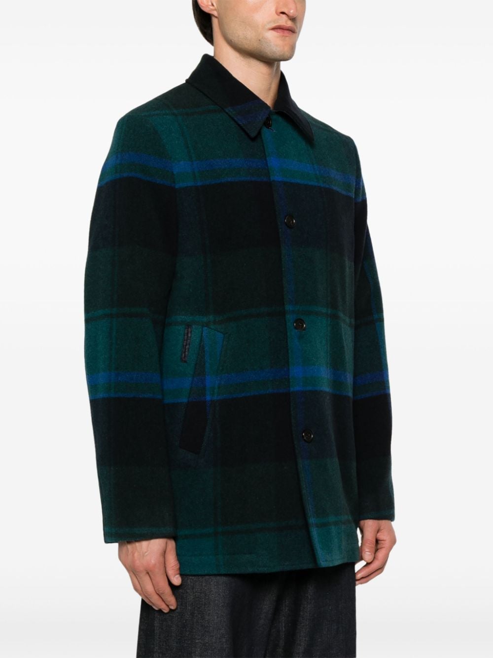 Checked wool coat