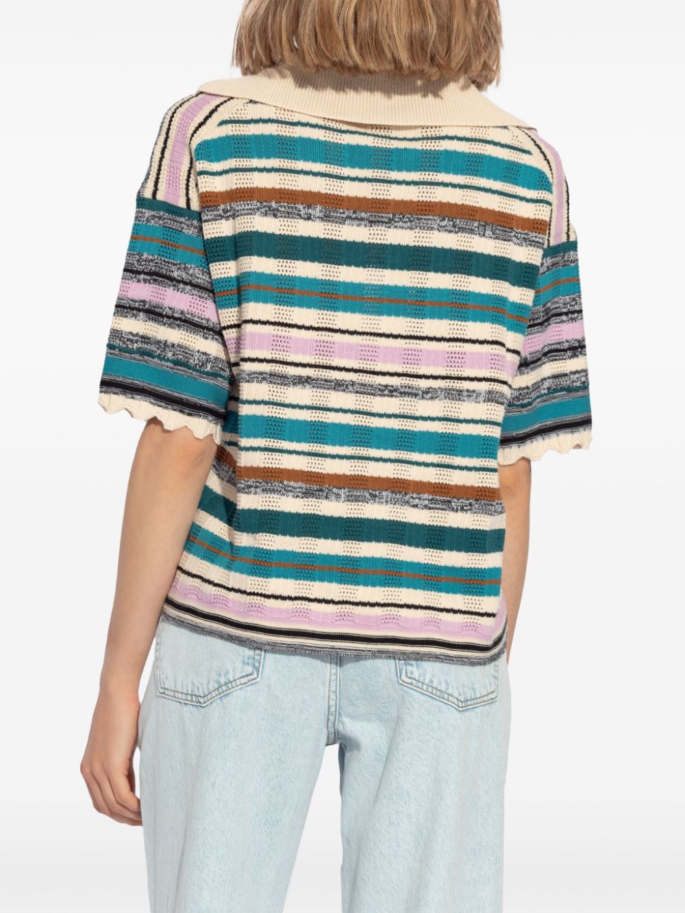 Striped knit polo shirt