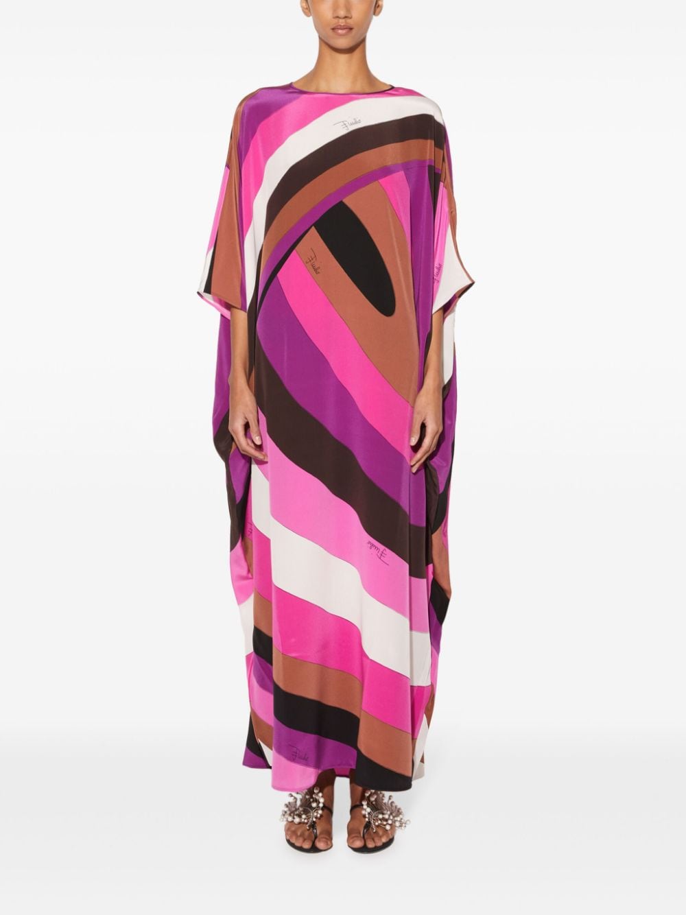 Printed silk kaftan