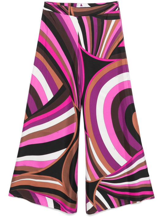 Printed silk trousers