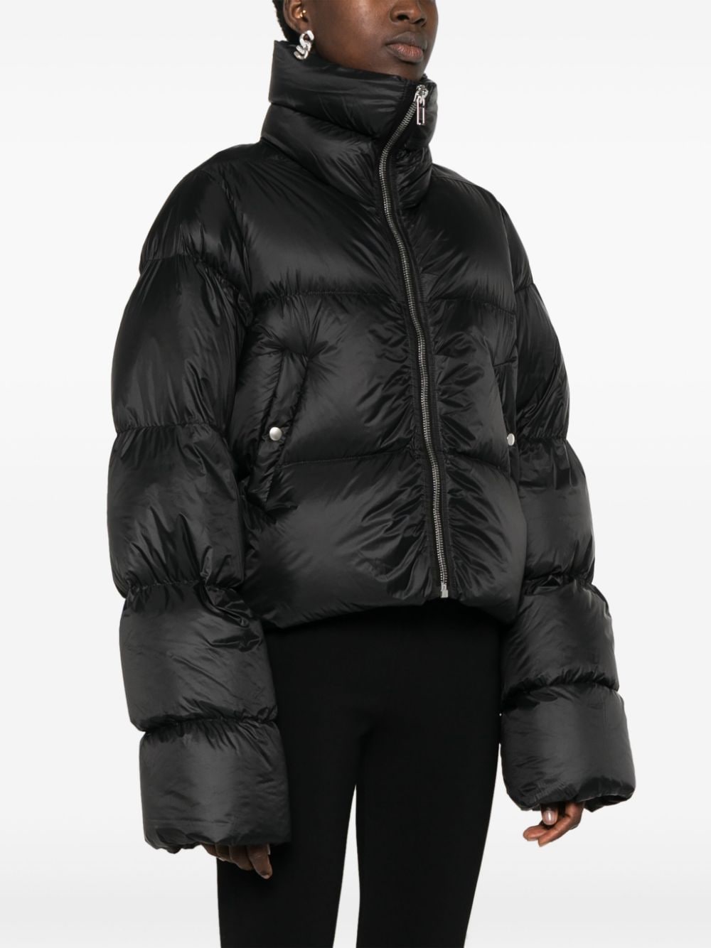 Full-zip cropped padded jacket