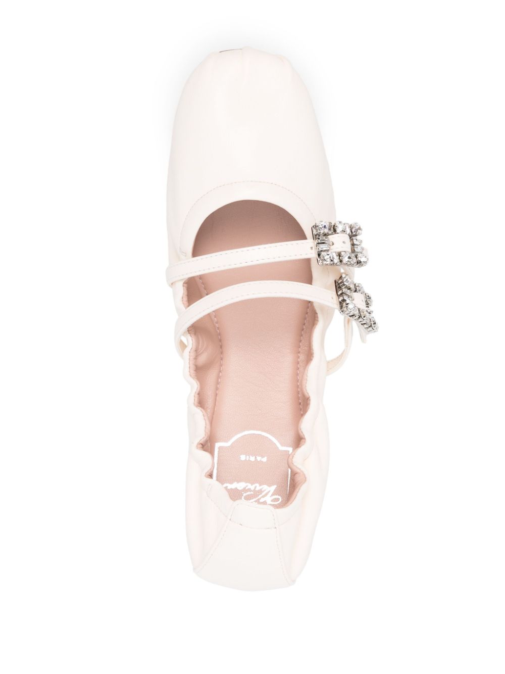 Mini strap strass leather ballet flats