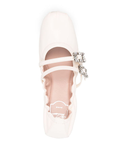 Mini strap strass leather ballet flats