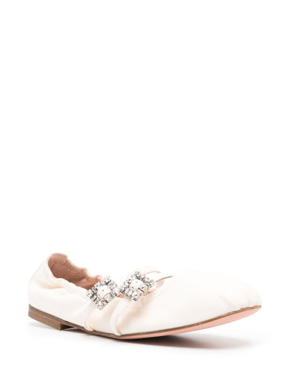 Mini strap strass leather ballet flats