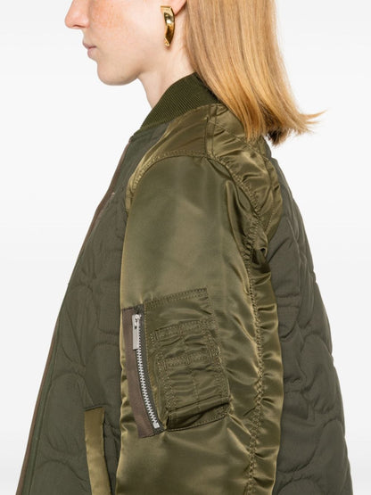 Nylon quilted bomber jacket