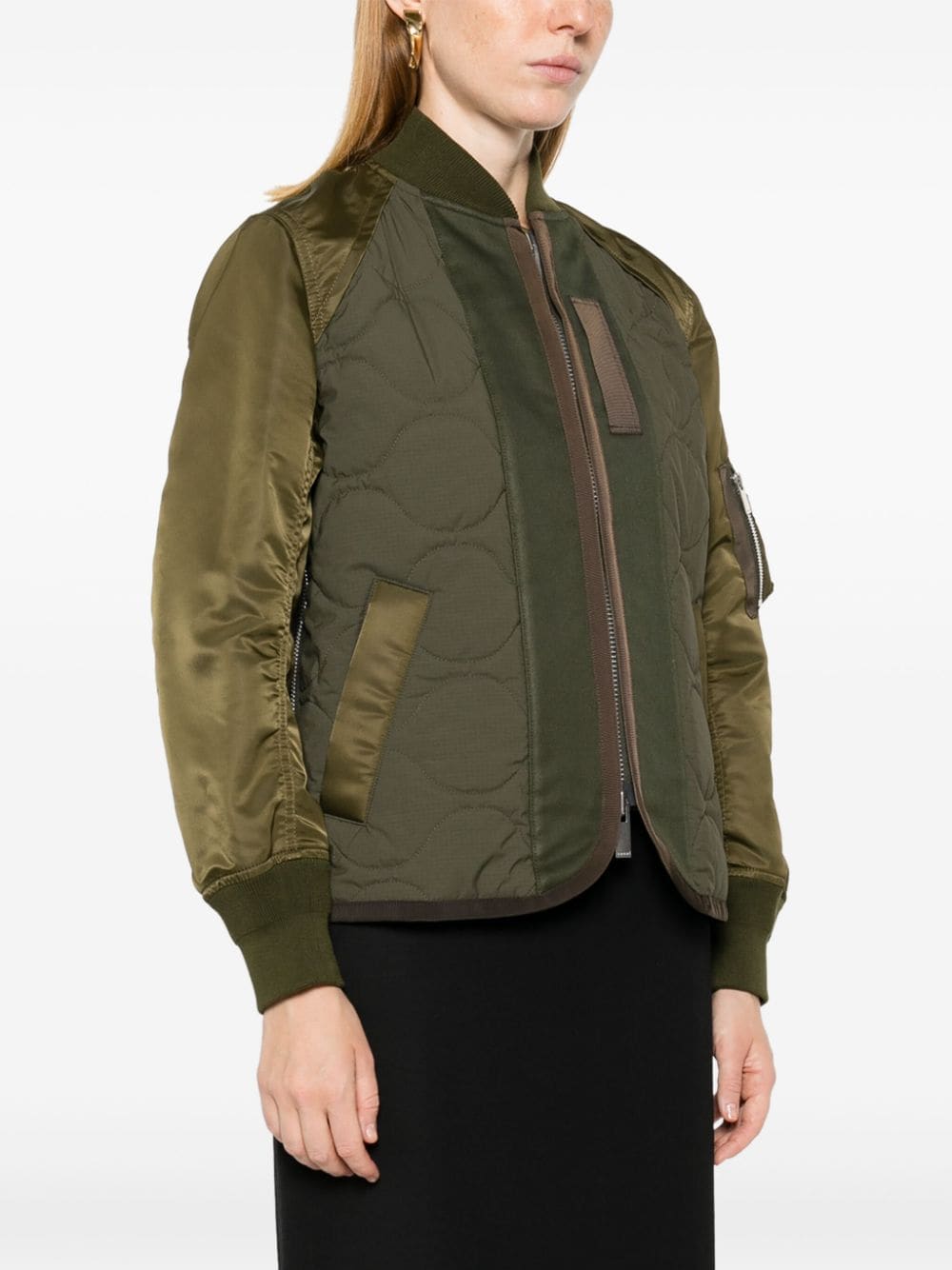 Nylon quilted bomber jacket