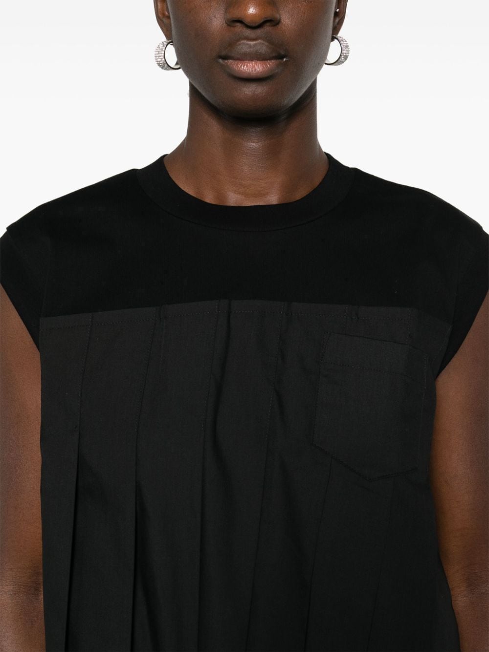 Pleated cotton t-shirt