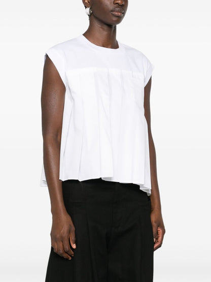 Pleated cotton t-shirt