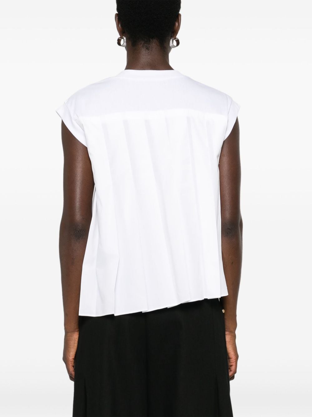 Pleated cotton t-shirt