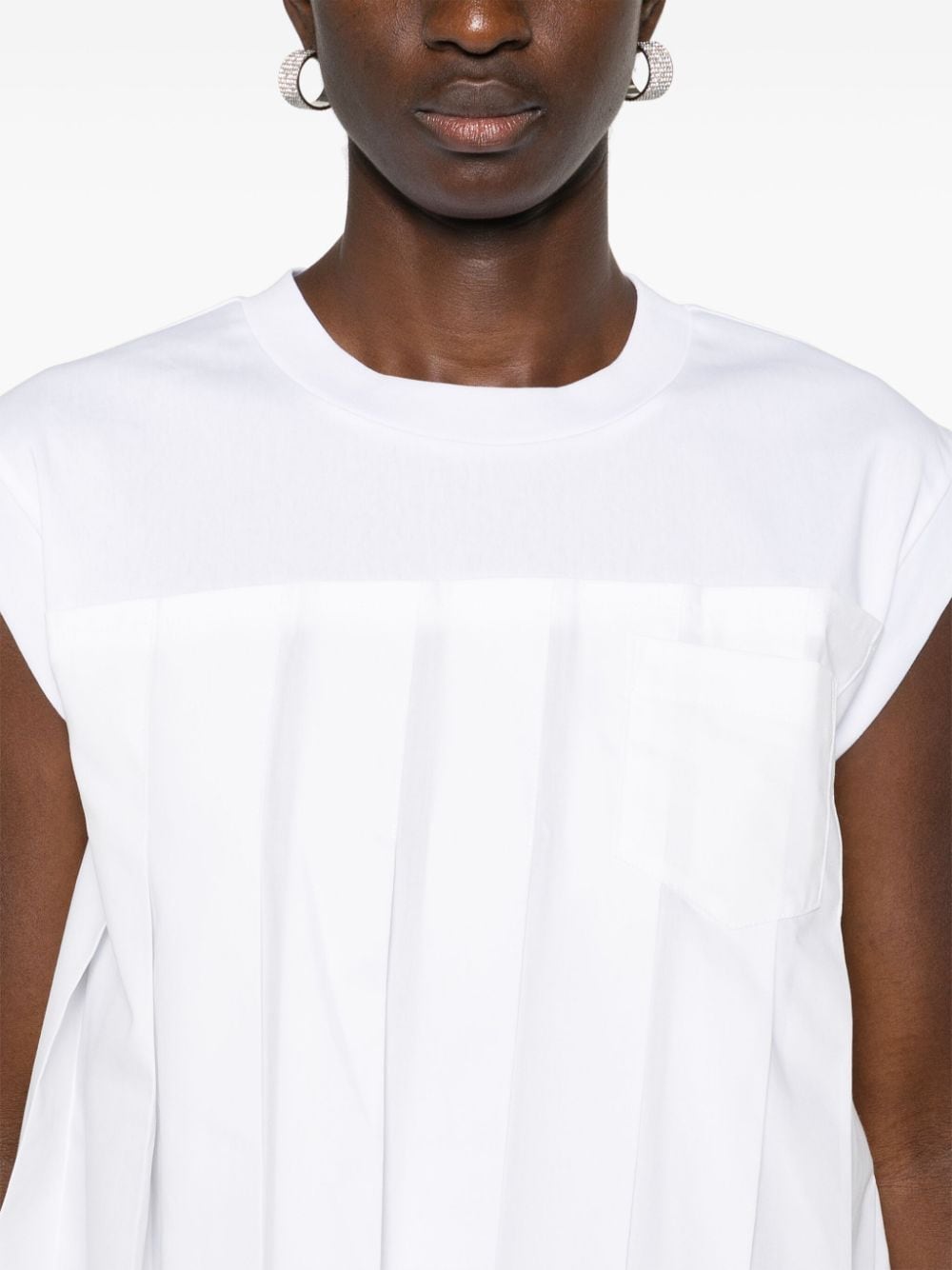 Pleated cotton t-shirt