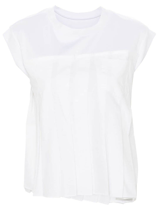 Pleated cotton t-shirt