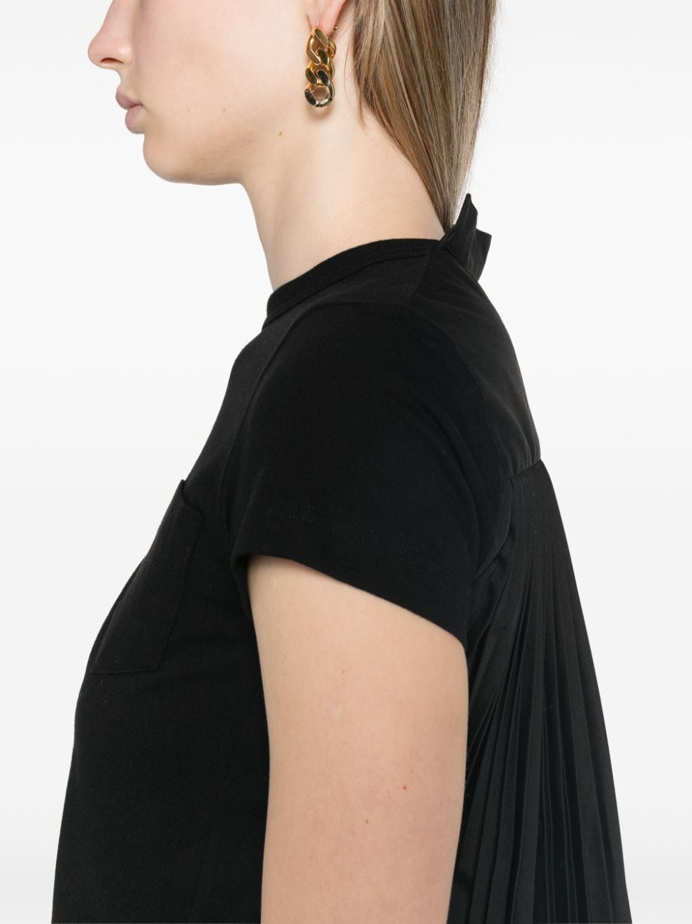 Pleated back cotton t-shirt