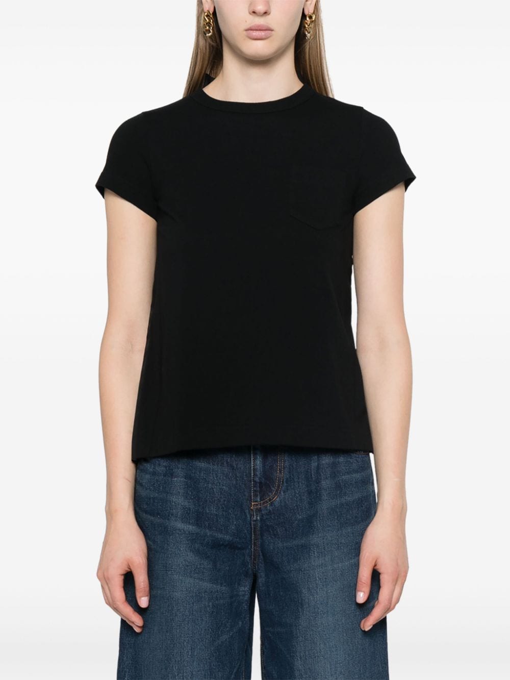 Pleated back cotton t-shirt