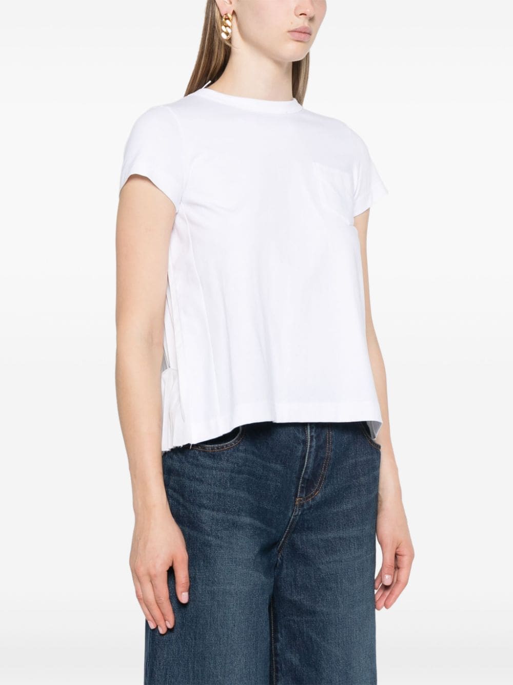 Pleated back cotton t-shirt