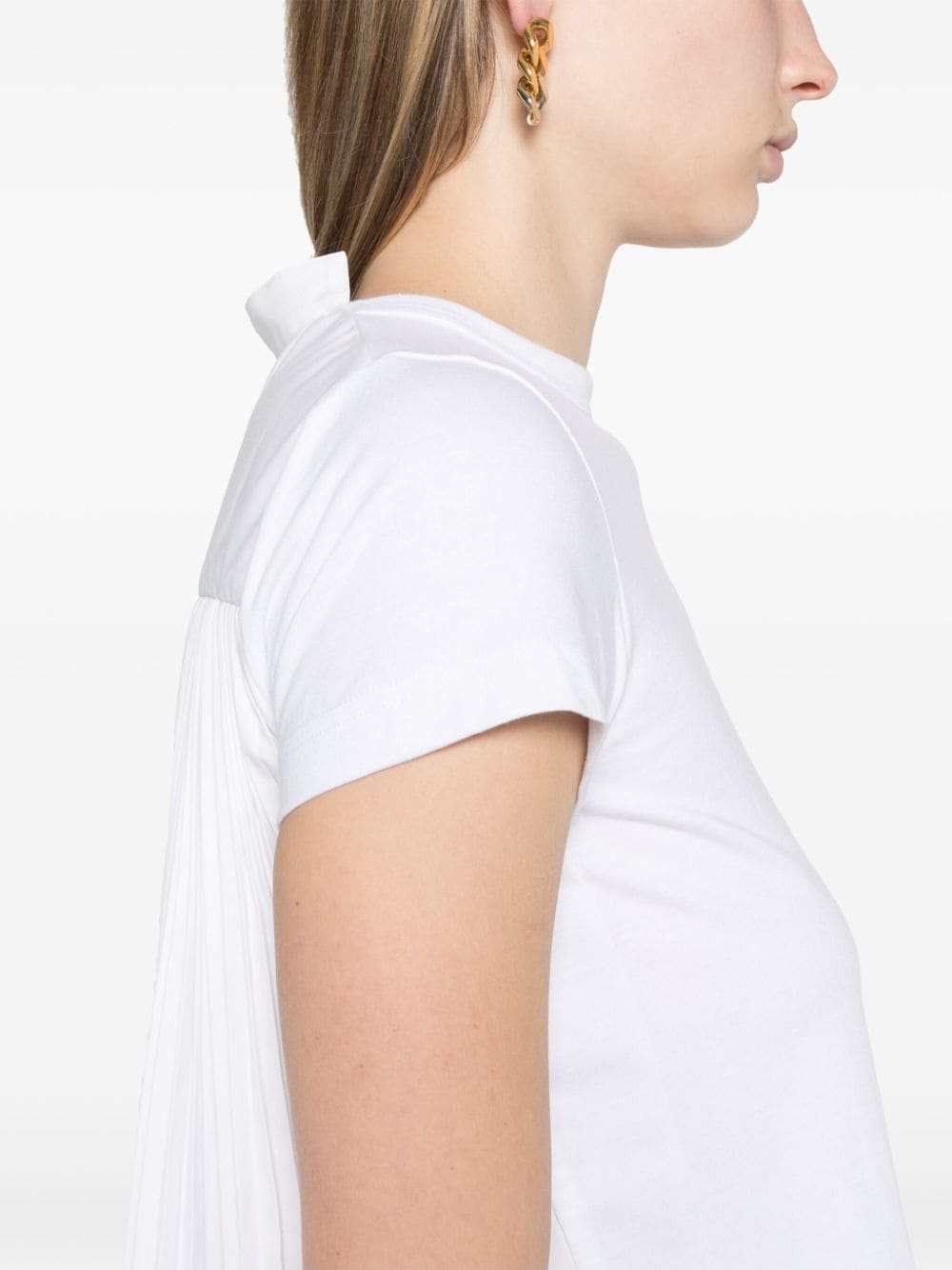 Pleated back cotton t-shirt