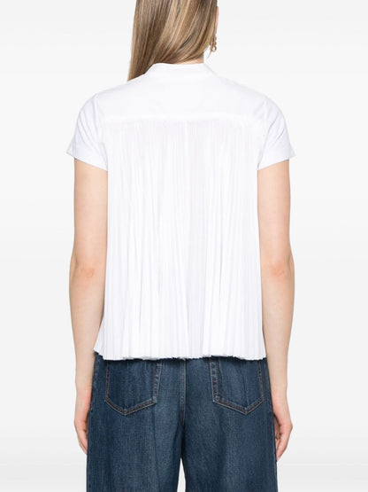 Pleated back cotton t-shirt