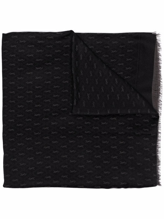 Allover logo wool scarf