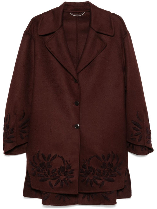 Embroidered wool coat