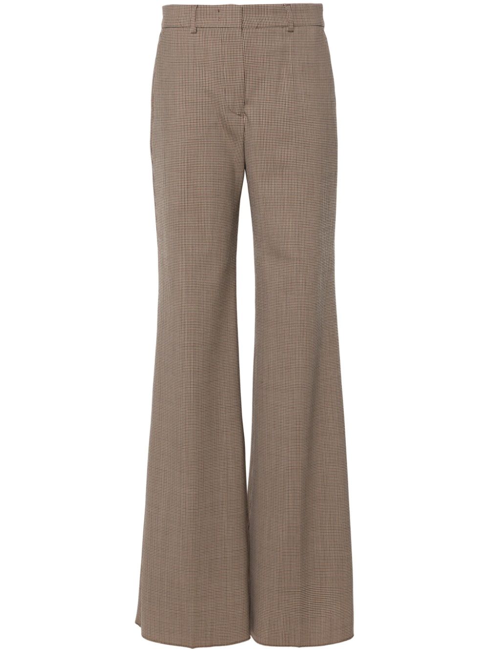 Wool blend flared leg trousers