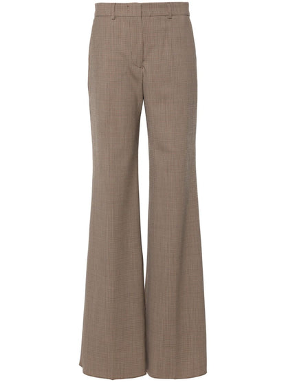 Wool blend flared leg trousers