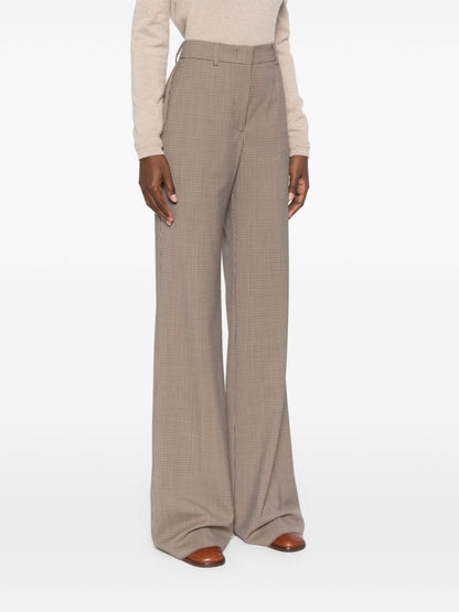 Wool blend flared leg trousers