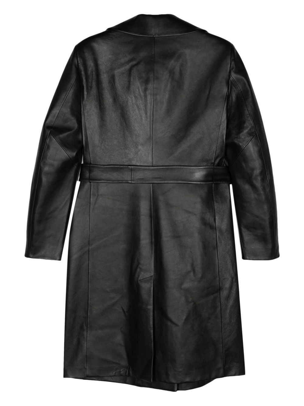 Leather belted coat