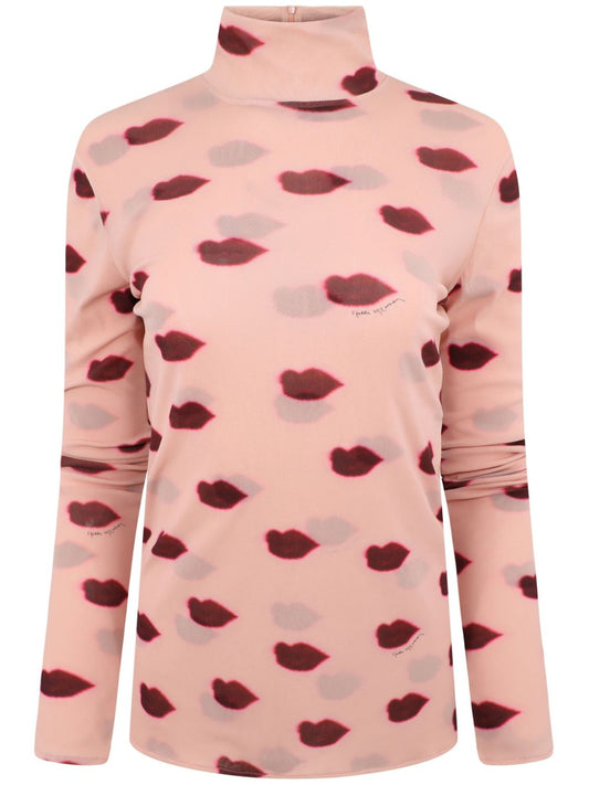 Lips print high-neck top