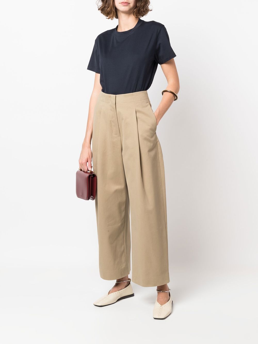 Cotton wide-leg trousers