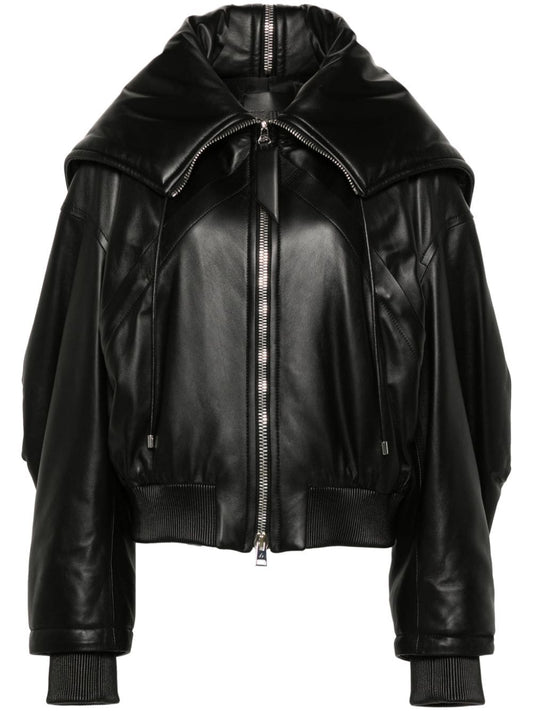 Leather bomber jacket