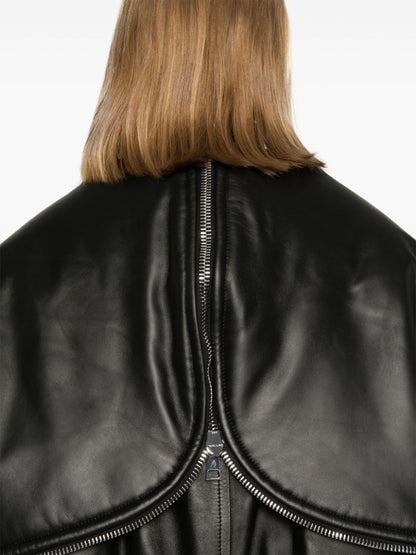 Leather bomber jacket